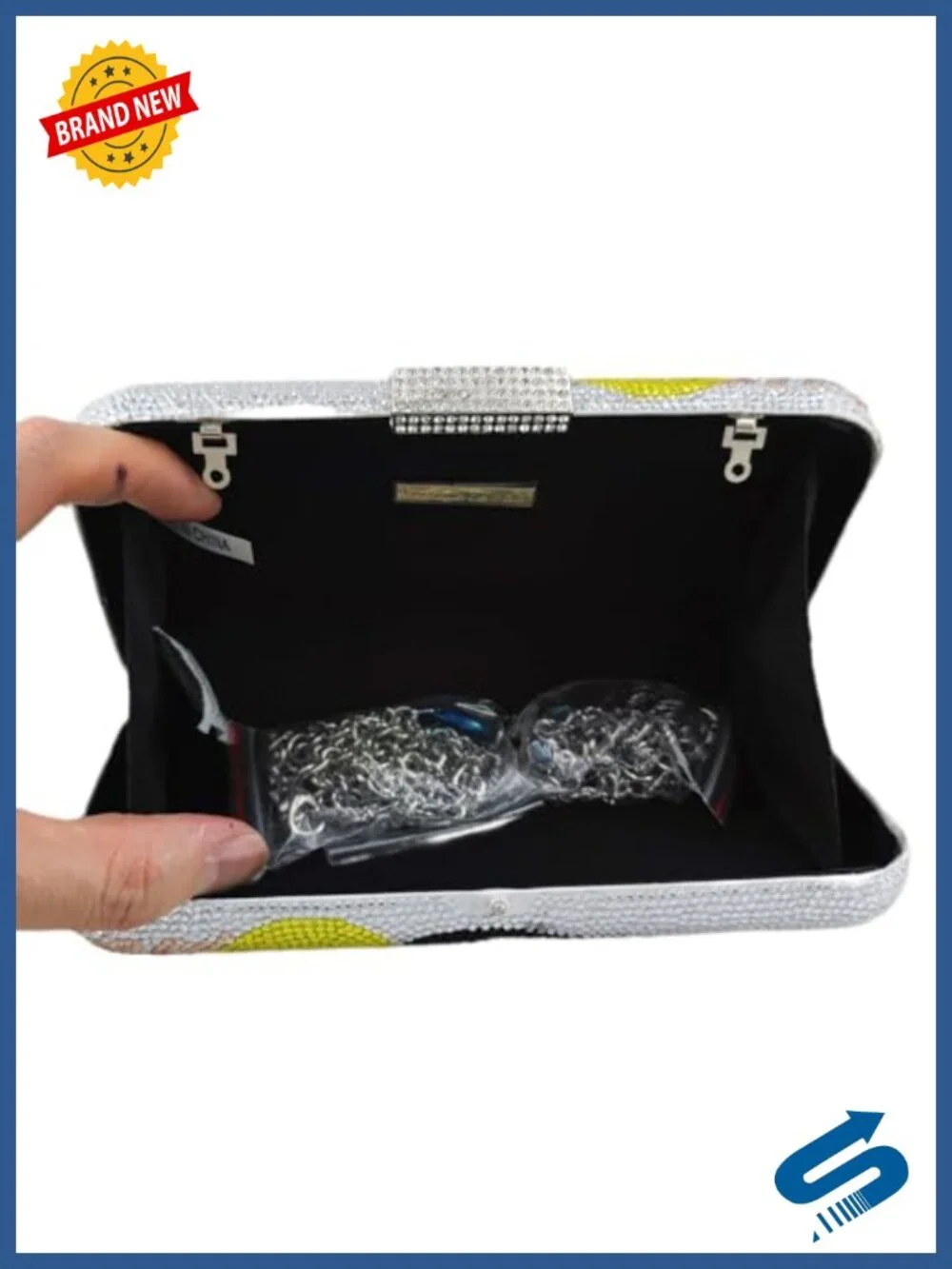 Toucan Crystal Clutch Purses Evening Minaudiere Handbag Satin Rhinestone